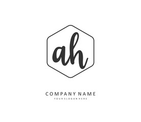 A H AH Initial letter handwriting and signature logo. A concept handwriting initial logo with template element.