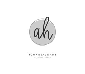 A H AH Initial letter handwriting and signature logo. A concept handwriting initial logo with template element.