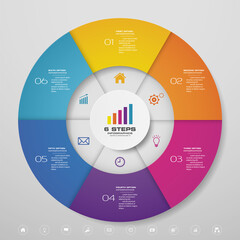 6 steps cycle chart infographics elements for data presentation. EPS 10.	