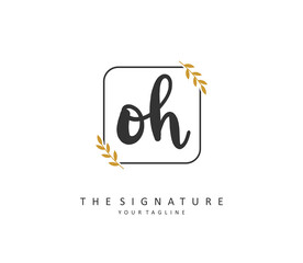 O H OH Initial letter handwriting and signature logo. A concept handwriting initial logo with template element.