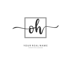 O H OH Initial letter handwriting and signature logo. A concept handwriting initial logo with template element.