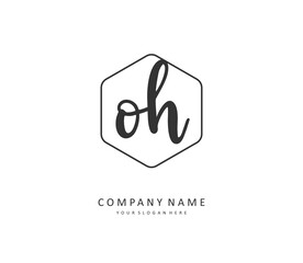 O H OH Initial letter handwriting and signature logo. A concept handwriting initial logo with template element.