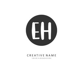 E H EH Initial letter handwriting and signature logo. A concept handwriting initial logo with template element.