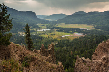 Dramatic sky and storm cloud over beautiful scenic landscape of the Wolf Creek Pass in in the San...
