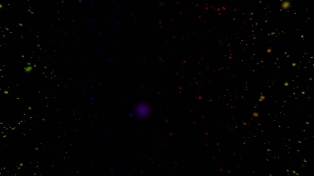 Flying through particles, cycling through the colors of the rainbow.