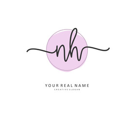 N H NH Initial letter handwriting and signature logo. A concept handwriting initial logo with template element.