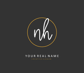 N H NH Initial letter handwriting and signature logo. A concept handwriting initial logo with template element.