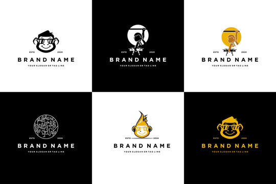 collection of monkey logo design vector