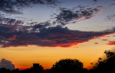 Colorfull sunset sky scenery photo in the city Weert the Netherlands on 24 august 2020