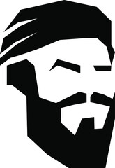 Beard, moustache and eye brows silhouette of male face, textured doodle for barber shop logo, fashion for men icon, hand drawn gentleman grooming vector illustration