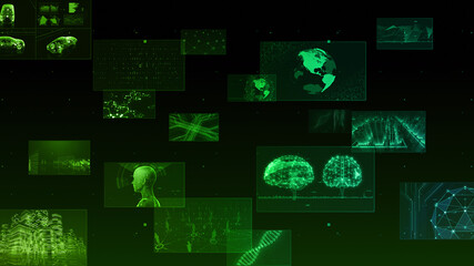 Digital Network Technology AI 5G data communication concepts 3D illustration Background