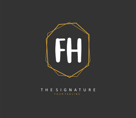 F H FH Initial letter handwriting and signature logo. A concept handwriting initial logo with template element.