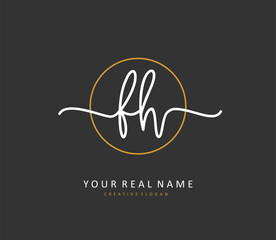 F H FH Initial letter handwriting and signature logo. A concept handwriting initial logo with template element.