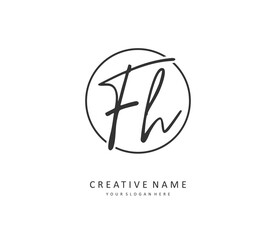 F H FH Initial letter handwriting and signature logo. A concept handwriting initial logo with template element.