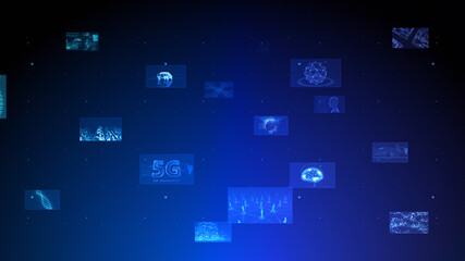 Naklejka premium Digital Network Technology AI 5G data communication concepts 3D illustration Background