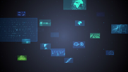 Naklejka premium Digital Network Technology AI 5G data communication concepts 3D illustration Background