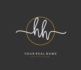 H HH Initial letter handwriting and signature logo. A concept handwriting initial logo with template element.