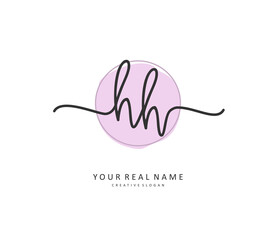 H HH Initial letter handwriting and signature logo. A concept handwriting initial logo with template element.