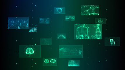 Naklejka premium Digital Network Technology AI 5G data communication concepts 3D illustration Background