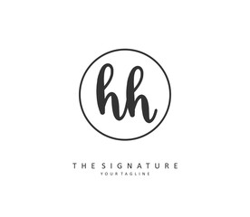H HH Initial letter handwriting and signature logo. A concept handwriting initial logo with template element.