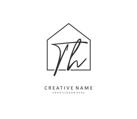 T H TH Initial letter handwriting and signature logo. A concept handwriting initial logo with template element.