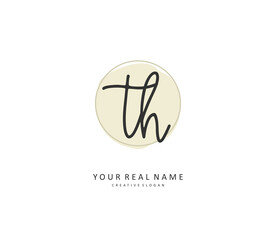 T H TH Initial letter handwriting and signature logo. A concept handwriting initial logo with template element.
