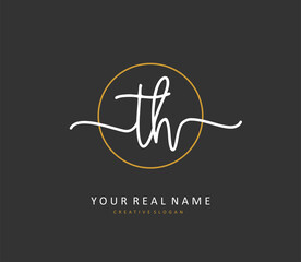 T H TH Initial letter handwriting and signature logo. A concept handwriting initial logo with template element.