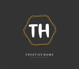 T H TH Initial letter handwriting and signature logo. A concept handwriting initial logo with template element.
