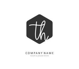 T H TH Initial letter handwriting and signature logo. A concept handwriting initial logo with template element.