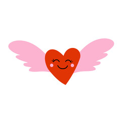 Sweet heart with wings. Holiday greeting card for Valentine's day.Vector illustration. For greeting cards, posters, prints for clothes.