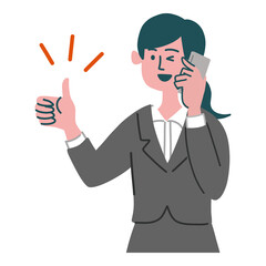 スーツ　女性　士業　携帯電話　スマホ　いいね　
