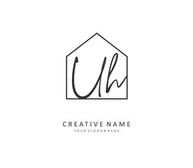 U H UH Initial letter handwriting and signature logo. A concept handwriting initial logo with template element.