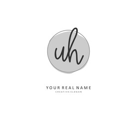 U H UH Initial letter handwriting and signature logo. A concept handwriting initial logo with template element.
