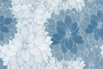 Seamless pattern with dahlia flowers. Abstract background.