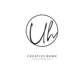 U H UH Initial letter handwriting and signature logo. A concept handwriting initial logo with template element.