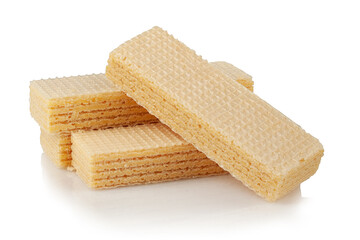 Crispy waffles on a white background