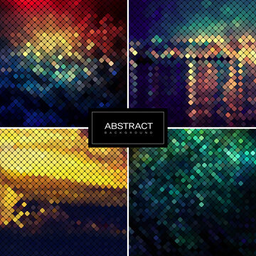 Set of vector shiny mosaic backgrounds.Abstract square golden mosaic backgrounds. Collection abstract sparkling backrounds.
