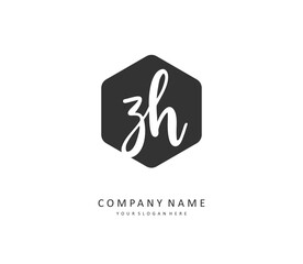 Z H ZH Initial letter handwriting and signature logo. A concept handwriting initial logo with template element.
