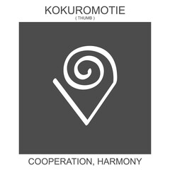 vector icon with african adinkra symbol Kokuromotie. Symbol of cooperation of harmony