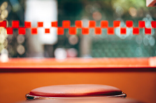 Red Seat Diner American Retro Style At Cafe