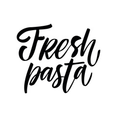 Pasta hand written lettering logo, label, badge, emblem. Modern calligraphy for italian food. 