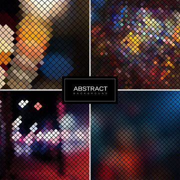 Set of Vector sparkling mosaic backgrounds. Shiny, glowing wallpapers. Collection abstract shiny backrounds.