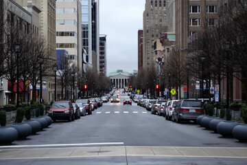 view of downtown raleigh, north carolina from street level