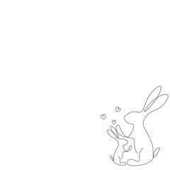 Bunny love heart background, vector illustration