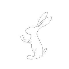 Bunny one line drawing, vector illustration