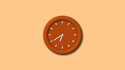 Best brown color 3d wall clock icon on brown light background,wall clock