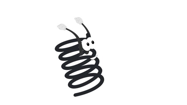 Spiral spring. Character animation alpha channel enabled. Cartoon