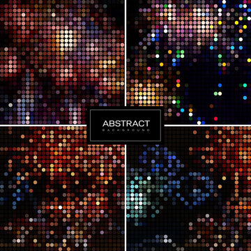 Set of holiday sparkling mosaic backgrounds. Shiny, glowing wallpapers. Collection abstract shiny backrounds.