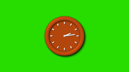 Brown color 3d wall clock on green screen background,3d clock