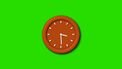 12 hours counting down 3d wall clock on green background